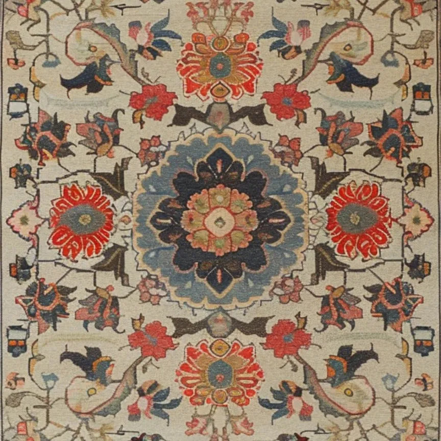 Crimson Medallion Serenity Hand Knotted Area Rug