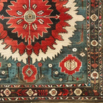 Crimson and Turquoise Hand Knotted Area Rug