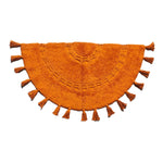 Crocheted Half Moon Bath Rug with Tassels - Pink Orange