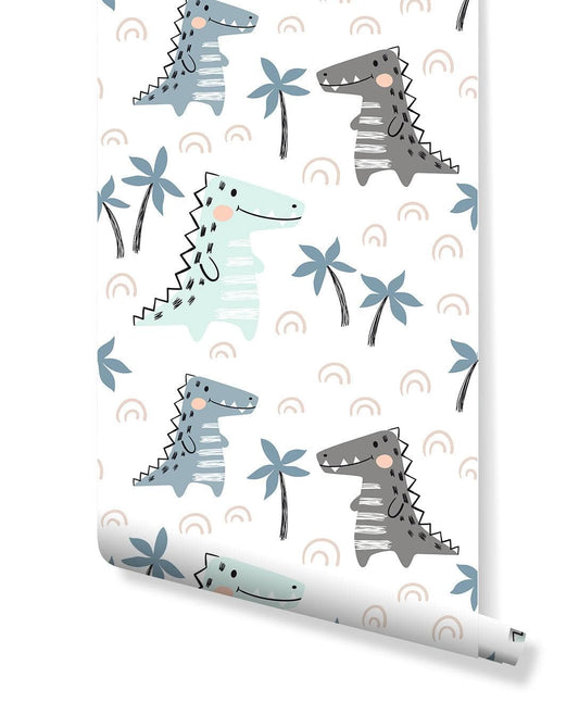 Cute Green Dinosaurs Doodle Removable Kids Wallpaper Cute Green Dinosaurs Doodle Removable Kids Wallpaper 