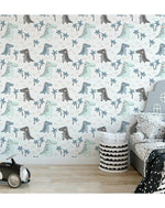 Cute Green Dinosaurs Doodle Removable Kids Wallpaper