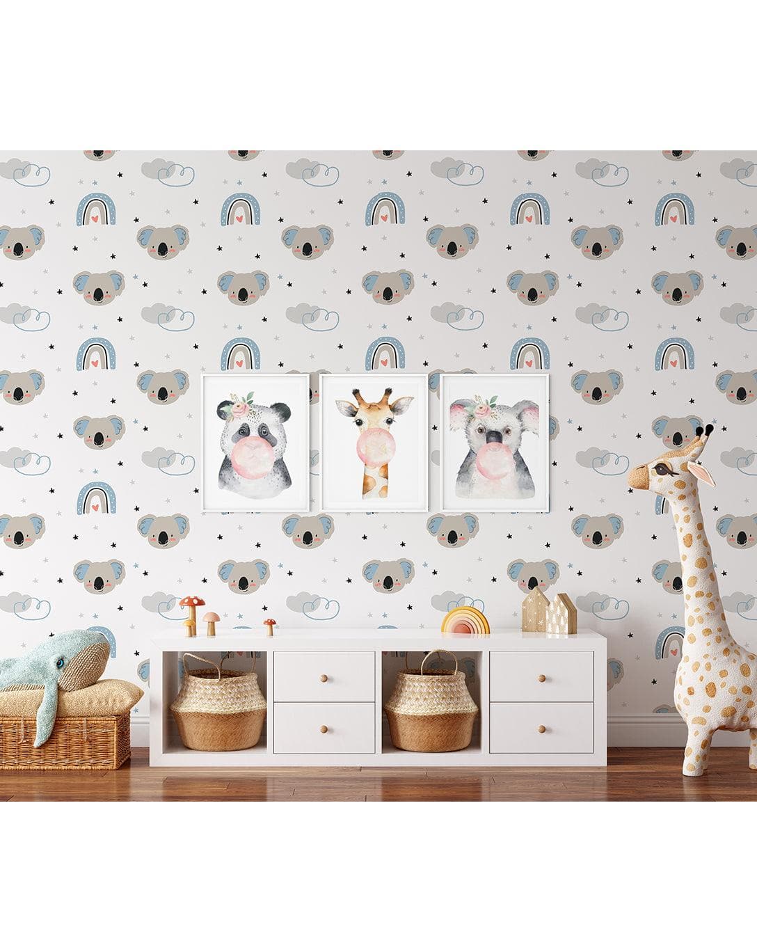 Cute Koala Animals Print Kids Removable Wallpaper