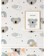 Cute Koala Animals Print Kids Removable Wallpaper