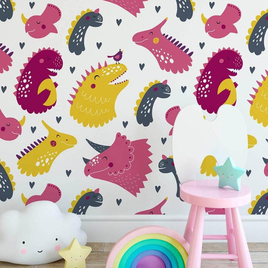 Cute Pink Yellow Dinosaurs Removable Wallpaper Cute Pink Yellow Dinosaurs Removable Wallpaper Cute Pink Yellow Dinosaurs Removable Wallpaper 