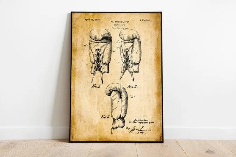 Boxing Gloves Patent Print| Framed Art Print