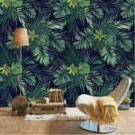 Dark Green Exotic Oversized Tropical Leaves Wallpaper