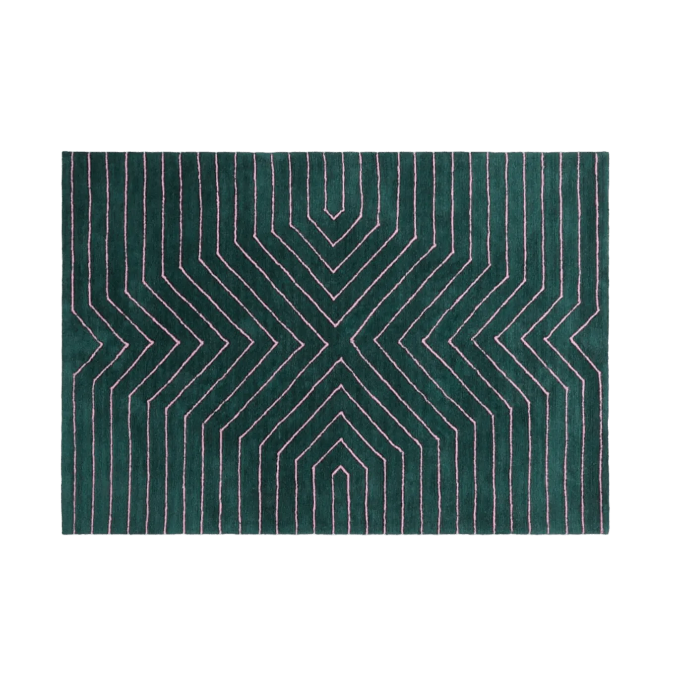 Dark Teal Geometric Hand Tufted Wool Rug