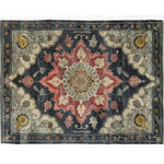 Elegant Dark Floral Harmony Medium Hand Knotted Wool Rug featuring intricate Persian designs, perfect for adding sophistication to any living room or bedroom. This 8x10 area rug showcases a rich mix of colors and detailed floral patterns, ideal for those seeking luxurious area rugs for the living room.