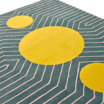 Dark Teal Golden Geometric Hand Tufted Wool Rug