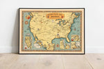 Booklovers Map of America 1926| Chart Map of Certain Landmarks of Literary Geography