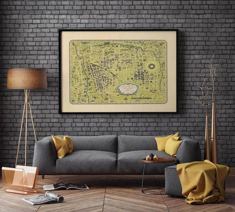 Decorative Map of Tucson and vicinity| Home Wall Print