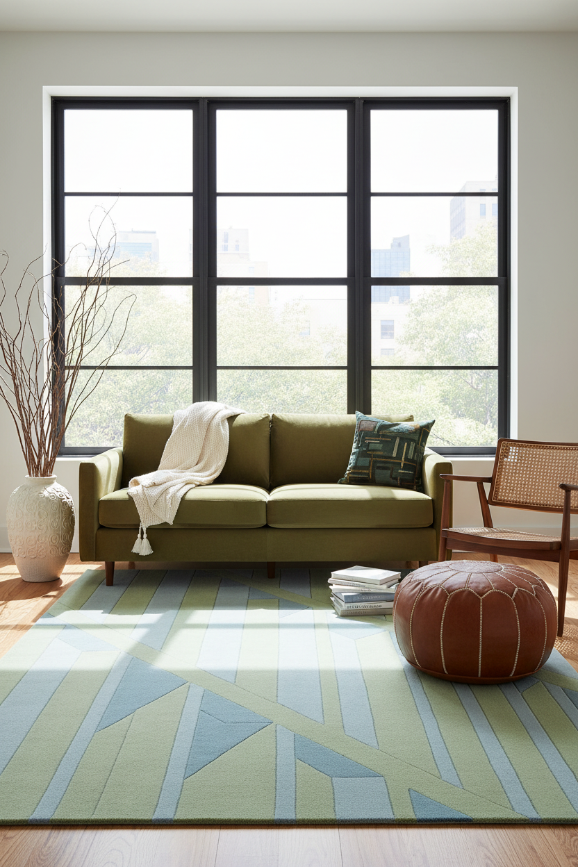 Diagonal Stripe Hand Tufted Rug