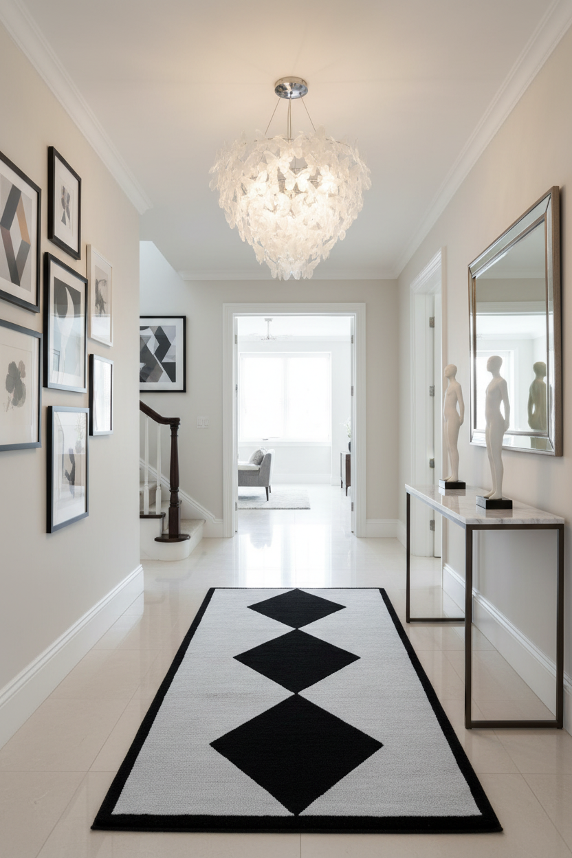 Diamond Column Hand Tufted Runner Rug
