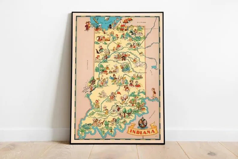 Indiana Map Print| Art History