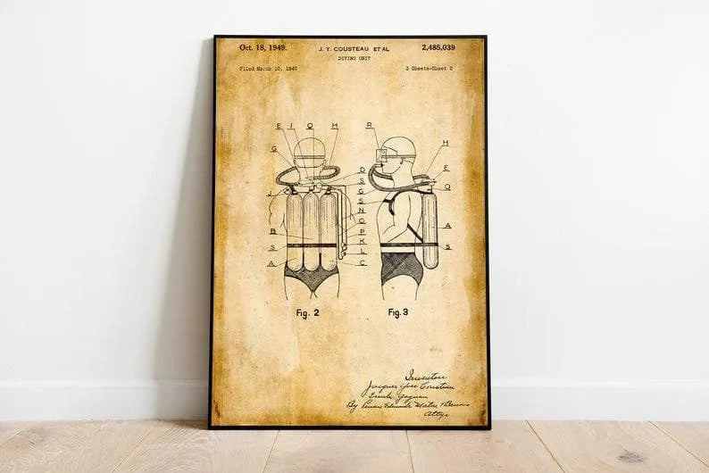 Diving Suits Patent Print| Framed Art Print