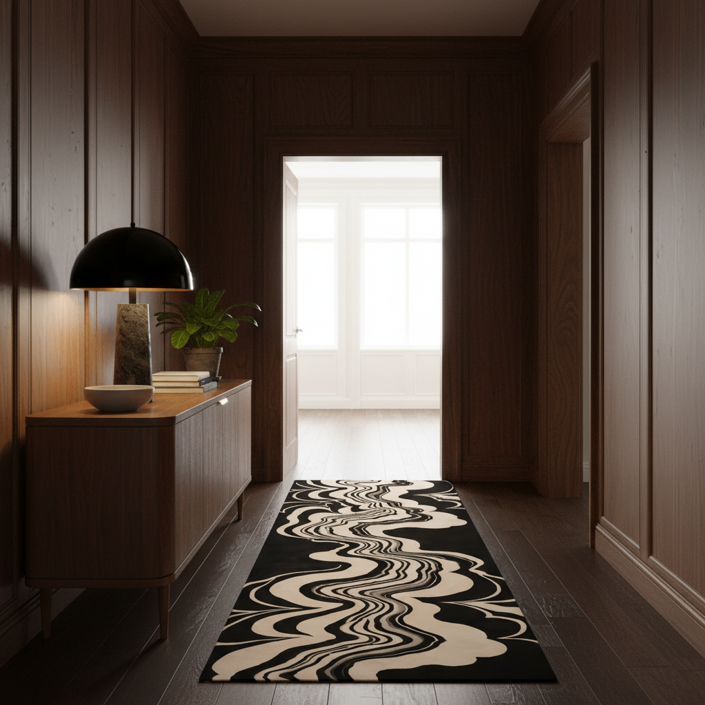 Drift Ink Hand Tufted Wool Rug Runner