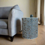 Drop mother-of-pearl inlay stool in black, front view