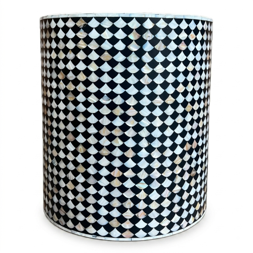 Drop Mother-of-Pearl Inlay Stool – Black