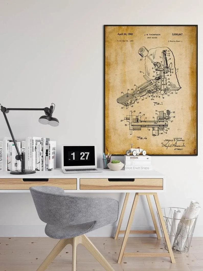 Drum Kick Patent Print| Framed Art Print