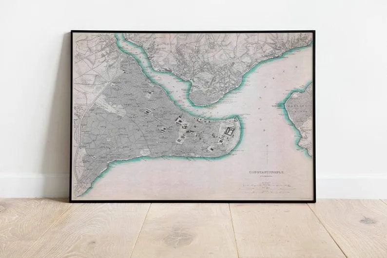 1840 Istanbul City Map Wall Art