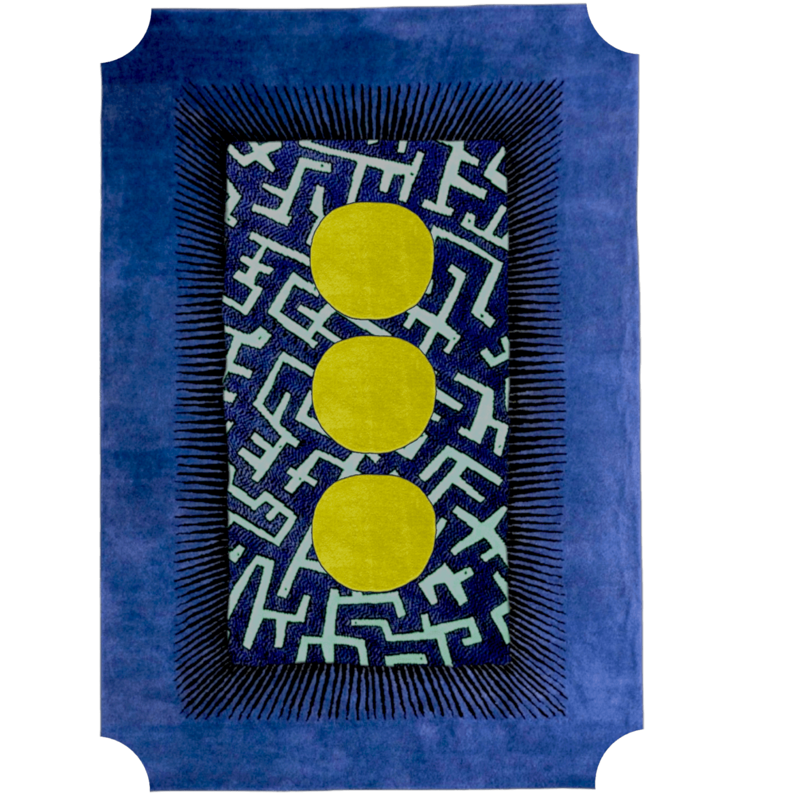 Edged Valley of the Suns Hand Tufted Wool Rug - Blue Edged Valley of the Suns Hand Tufted Wool Rug - Blue