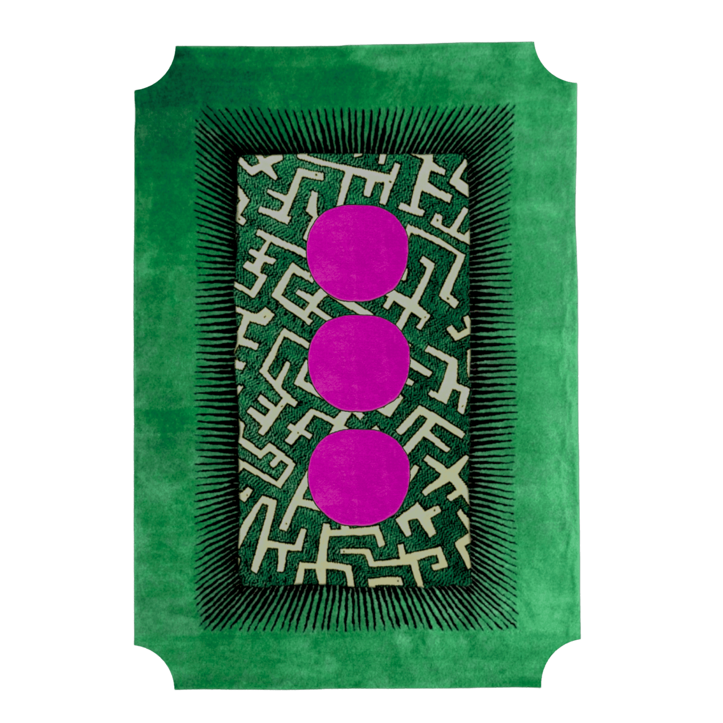 Edged Valley of the Suns Hand Tufted Wool Rug - Green Edged Valley of the Suns Hand Tufted Wool Rug - Green