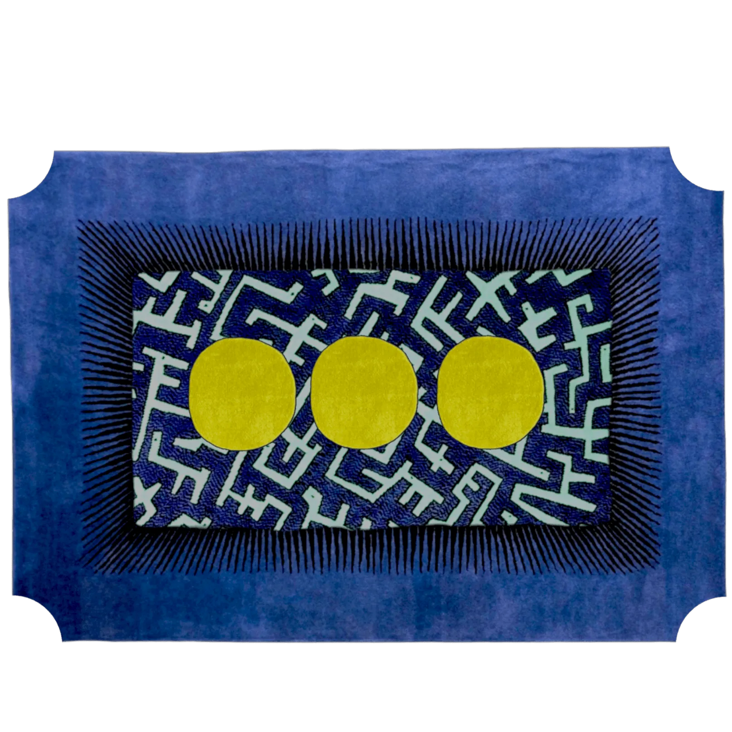 Edged Valley of the Suns Hand Tufted Wool Rug - Blue