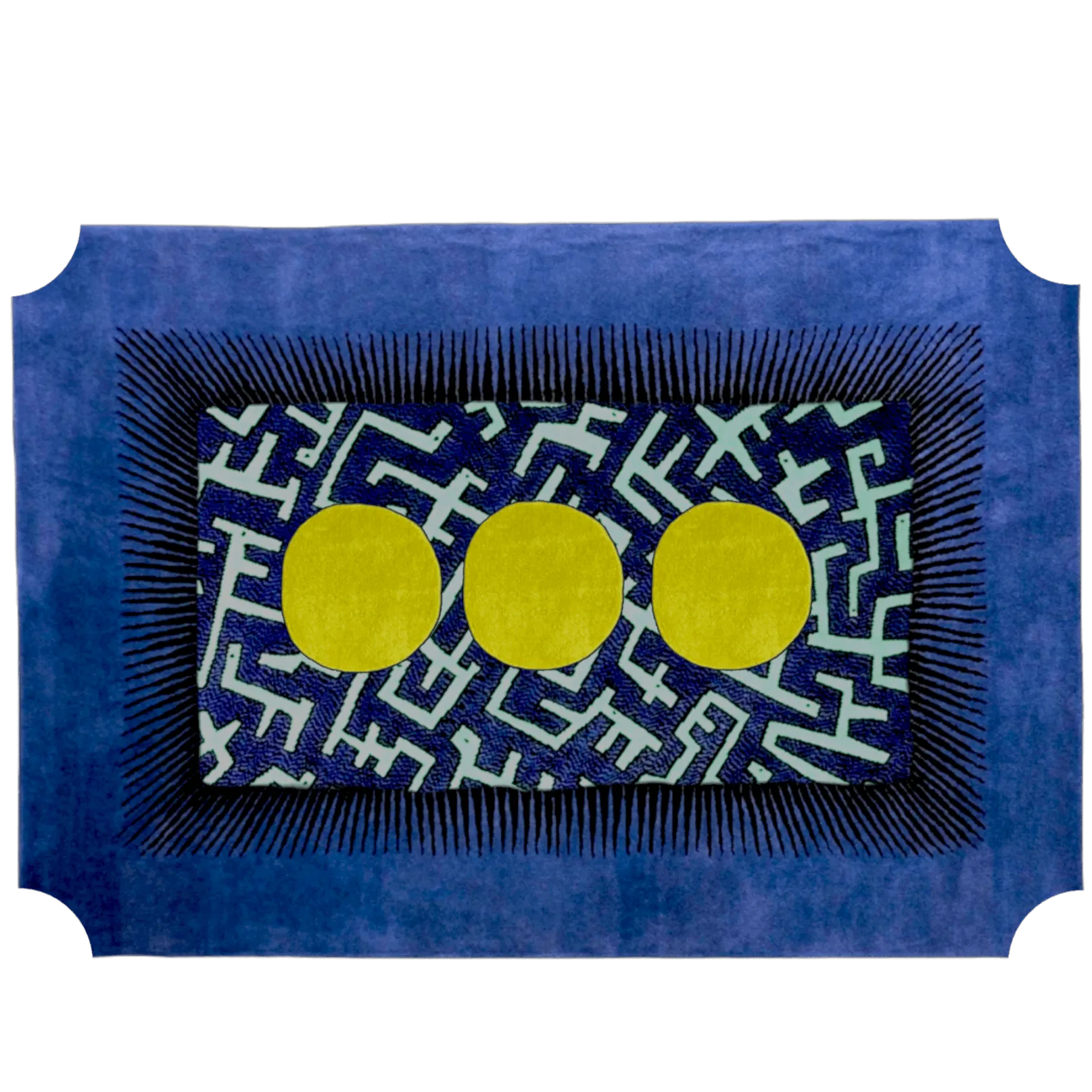 Edged Valley of the Suns Hand Tufted Wool Rug - Blue