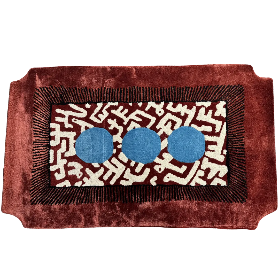 Edged Valley of the Suns Hand Tufted Wool Rug - Burgundy