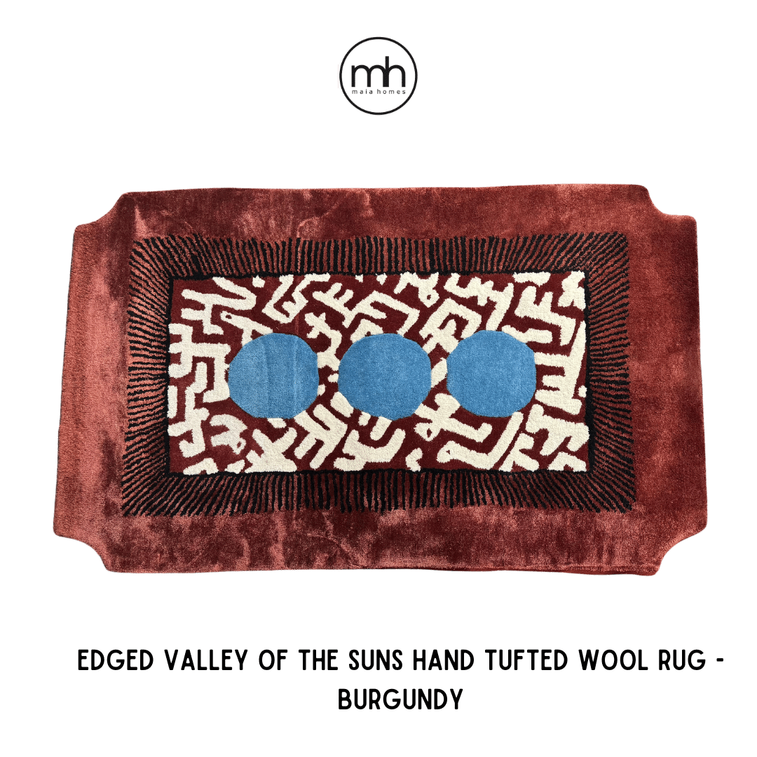 Edged Valley of the Suns Hand Tufted Wool Rug - Burgundy
