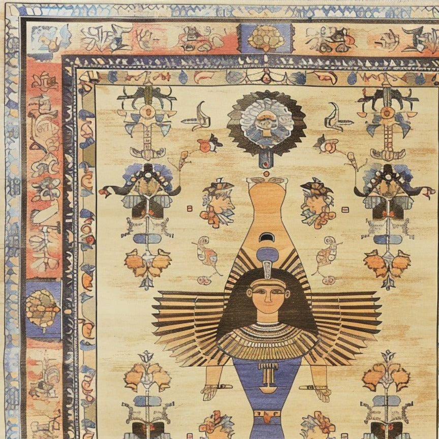 Egyptian Mythology Hand Knotted Area Rug