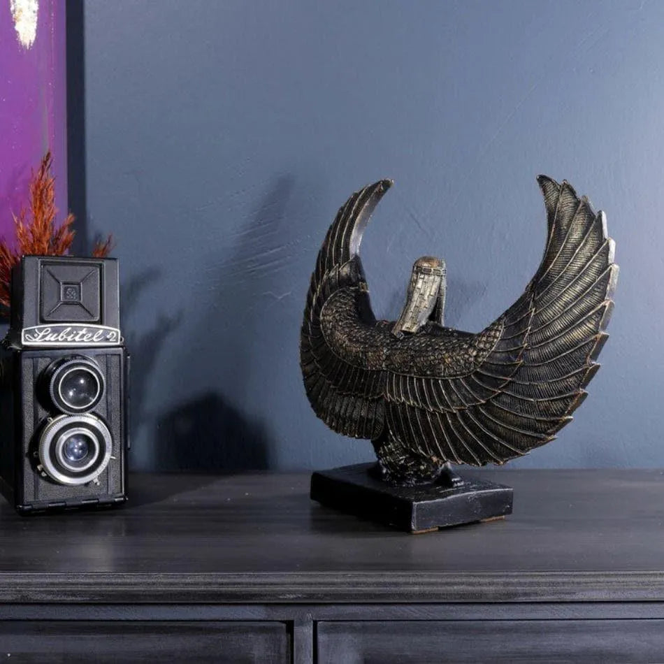 Noir Egyptian Goddess Isis Wing Sculpture