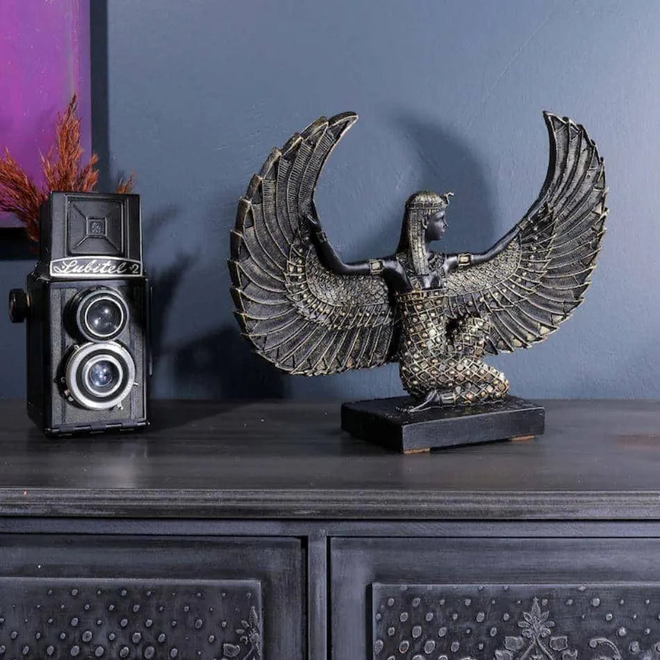 Noir Egyptian Goddess Isis Wing Sculpture