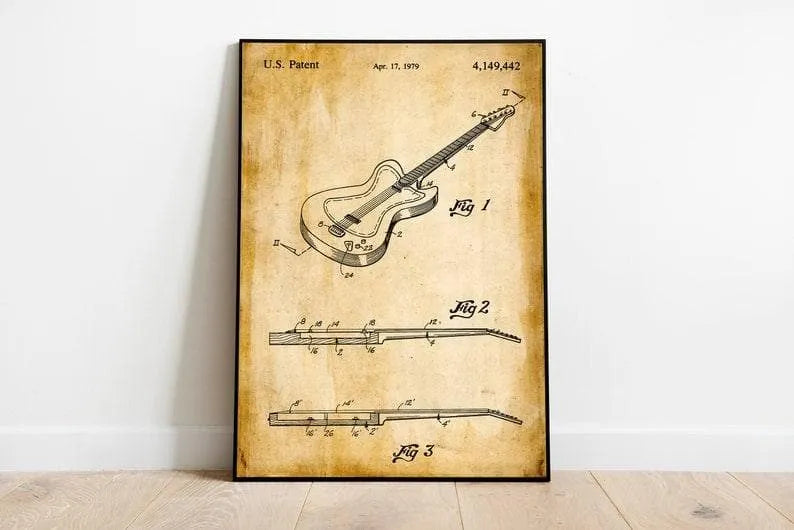 Electric Guitar Patent Print| Framed Art Print