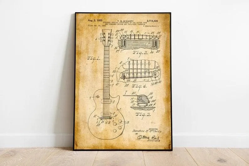 Electric Guitar Patent Print| Framed Art Print