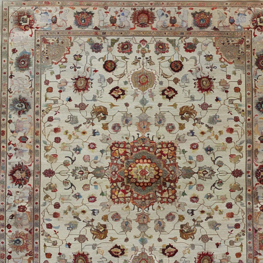 Embellished Flower Hand Knotted Area Rug
