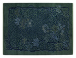Emerald Leopard Jungle Hand Knotted Rug shown flat on a white background