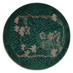 Emerald Tiger Vine Round Hand Tufted Rug shown flat on a white background