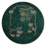 Emerald Tiger Vine Round Hand Tufted Rug — emerald, green, gold animal print rug by Maia Homes on a white background