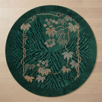 Emerald Tiger Vine Round Hand Tufted Rug — emerald, green, gold animal print rug by Maia Homes