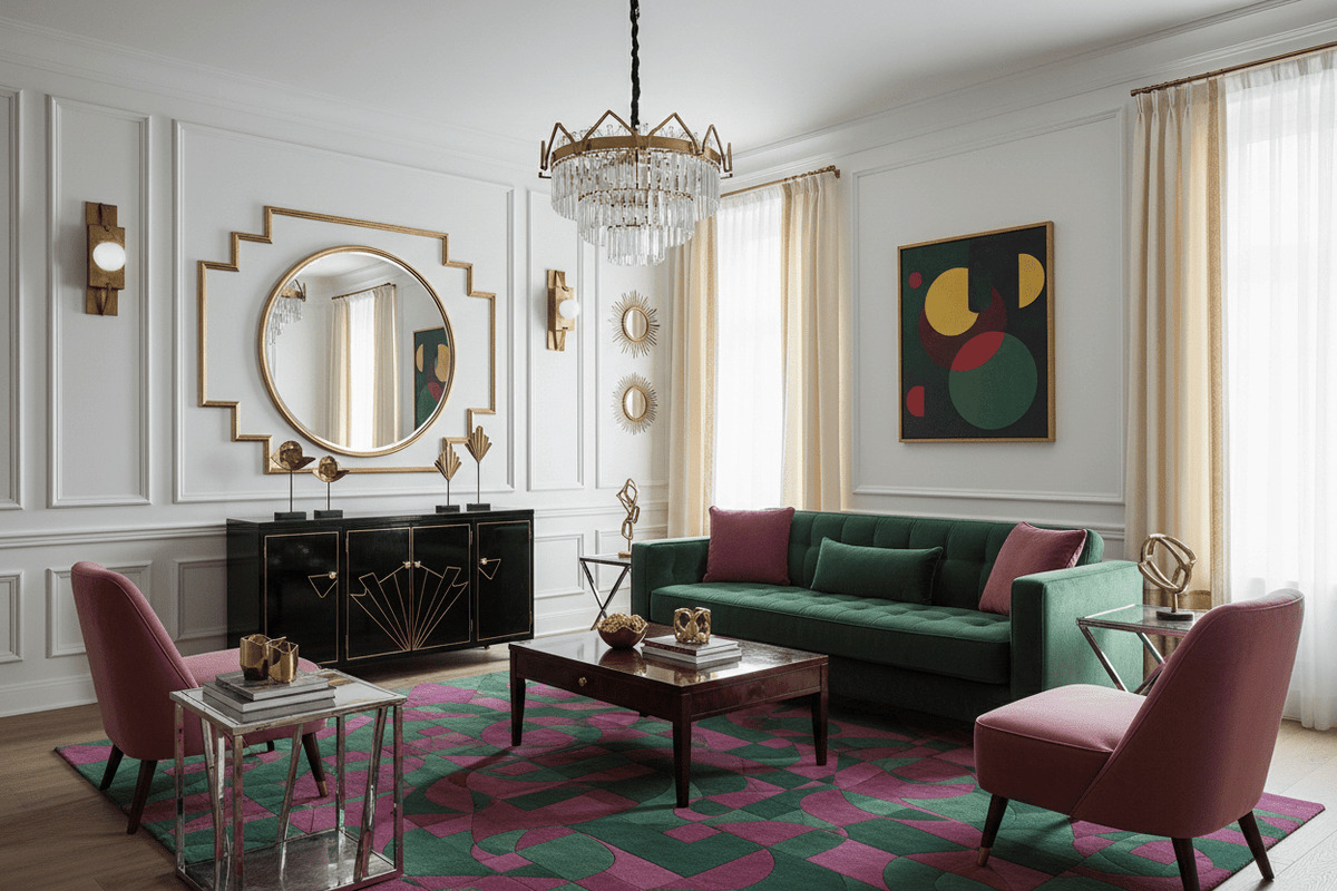 Emerald Magenta Maze Hand Tufted Rug - MAIA HOMES