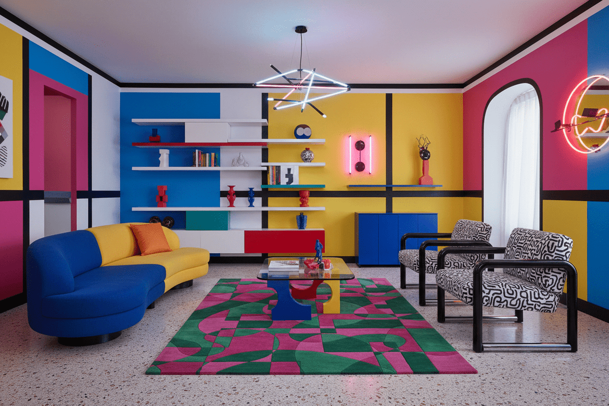 Emerald Magenta Maze Hand Tufted Rug - MAIA HOMES
