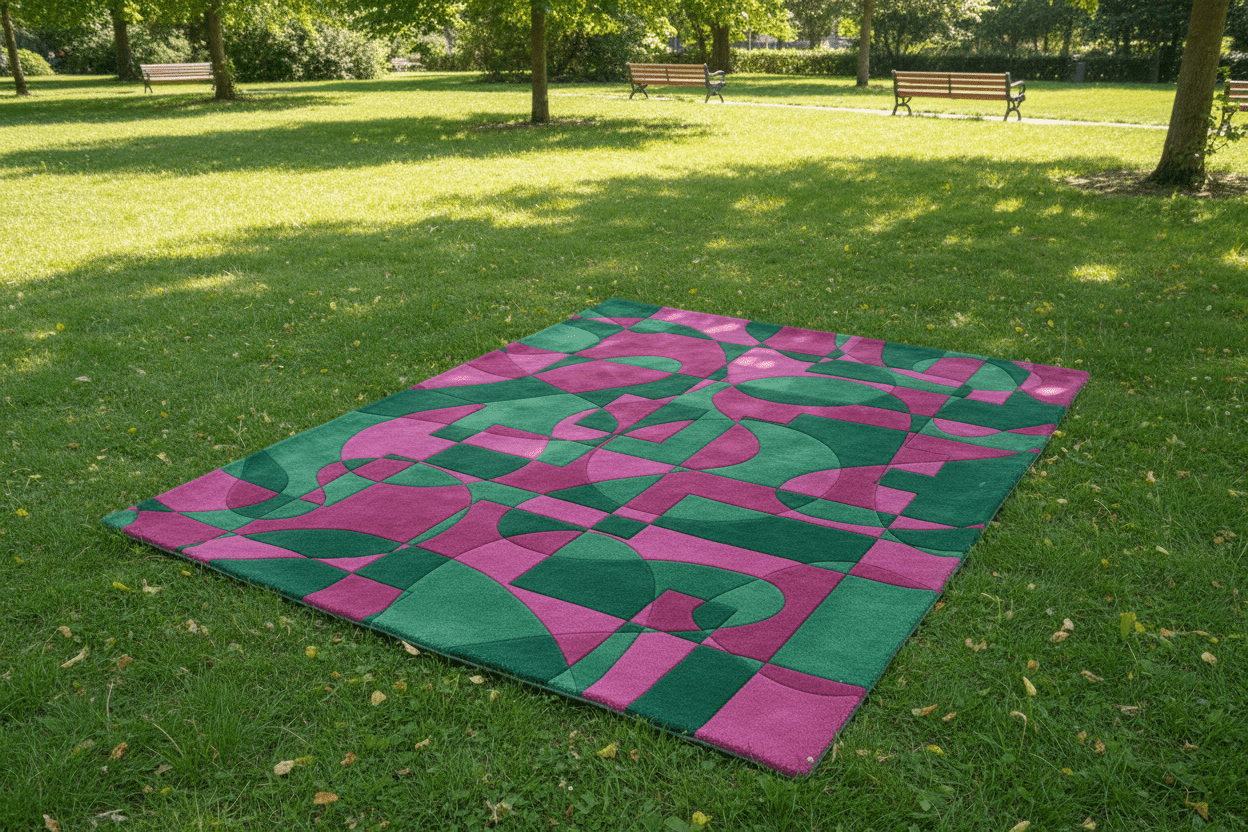 Emerald Magenta Maze Hand Tufted Rug - MAIA HOMES