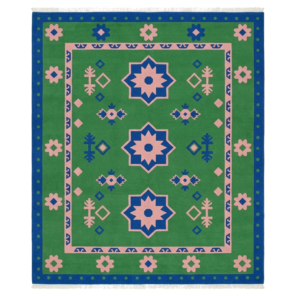 Emerald Starfield Hand Knotted Rug