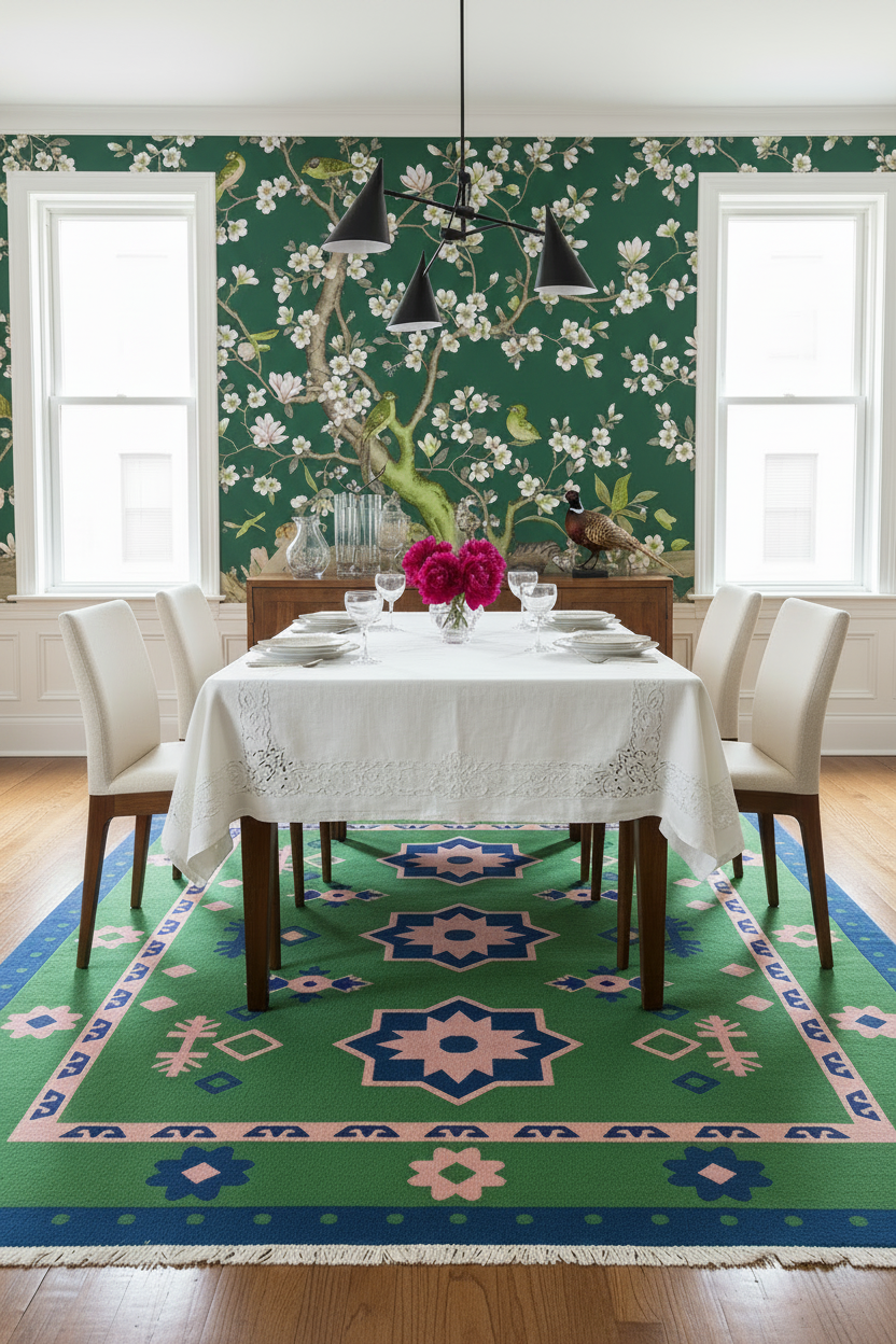 Emerald Starfield Hand Knotted Rug