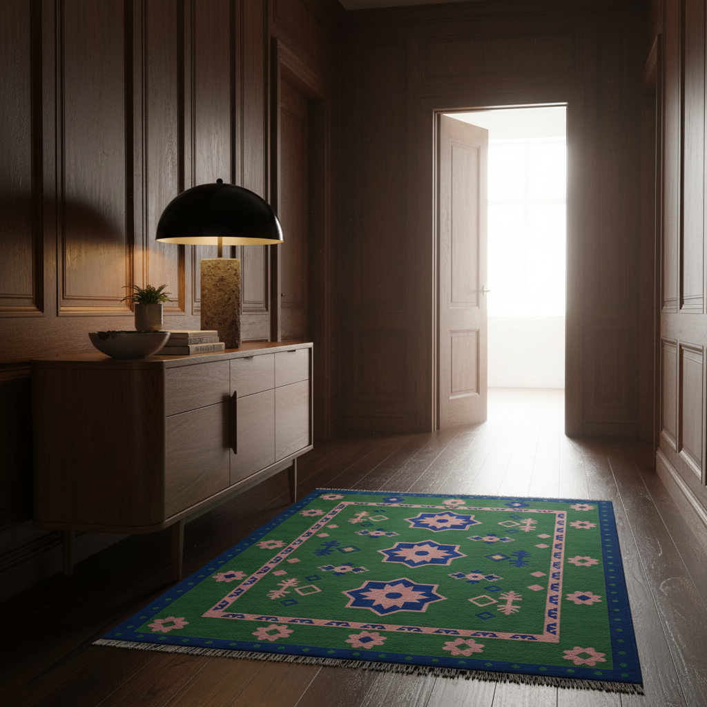 Emerald Starfield Hand Knotted Rug