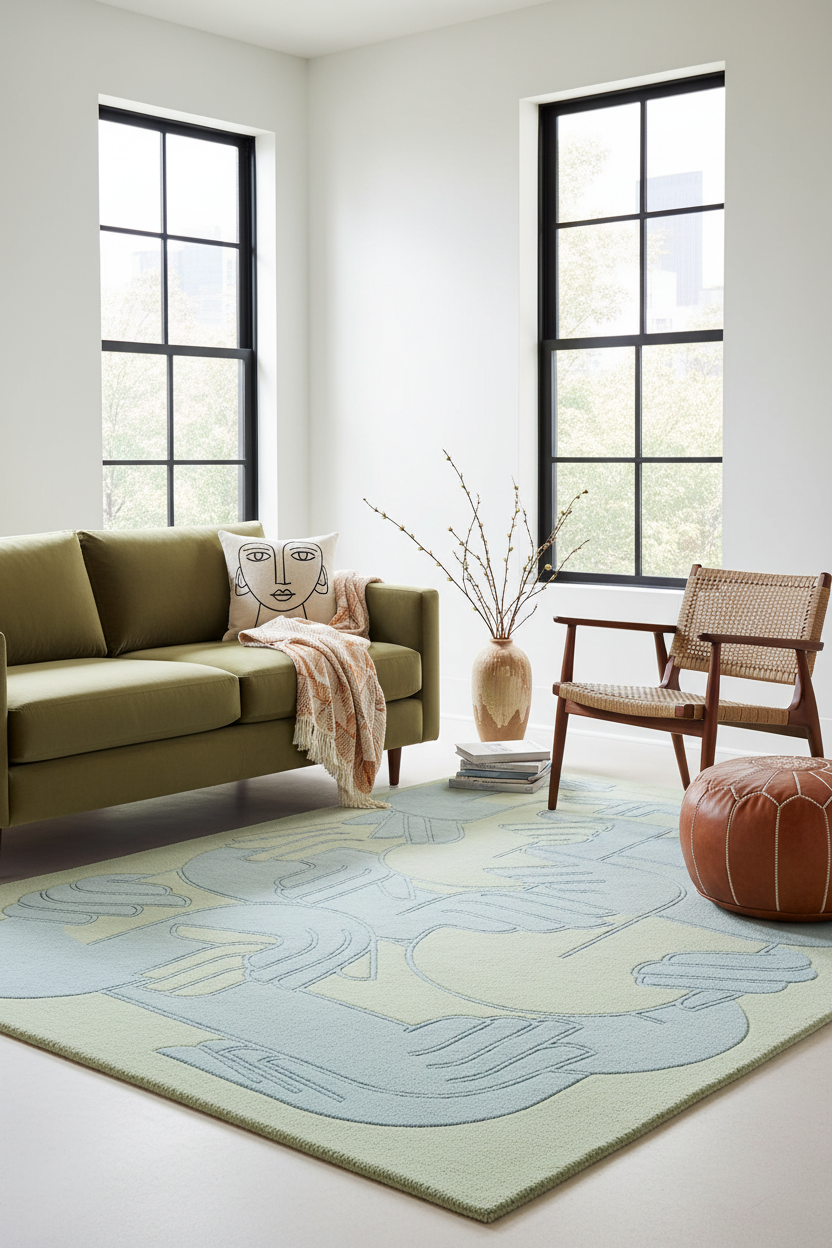 Entwined Hands Hand Tufted Rug