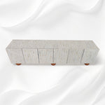 Grey bone inlay media cabinet, angled view
