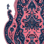 A vibrant Ethereal Empress Hand Tufted Rug showcasing an intricate abstract design in rich pink and blue hues. This wool area rug is perfect for adding a touch of elegance to your living room. Ideal for those seeking unique and stylish rugs for living room spaces.