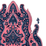 A close-up view of the Ethereal Empress Hand Tufted Area Rug, showcasing its intricate abstract design in rich pink and blue tones. This wool rug is perfect for adding a touch of elegance to living room area rugs, making it an ideal choice for those seeking stylish rugs for the living room.